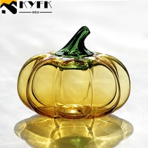 Pumpkin storage jar bionic stained glass jar tea jar light luxury glass ornament ornament small flower tea candy