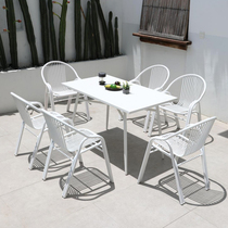 Courtyard Outdoor Table And Chairs Balcony Casual Aluminum Alloy Simple Composition Garden Creative outdoor waterproof Minsink white chair