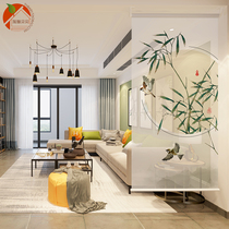 Modern New Chinese suspension type soft partition curtain living room curtain hanging screen shade lift soft screen bedroom roll curtain