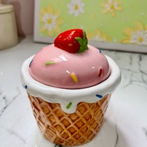 Dessert bowl delicate net red ceramic ice cream strawberry cake waffle crisp storage jar spice jar dessert