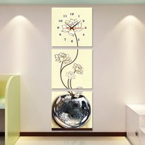 No-frame painting hanging bell upright version corridor Art vase triptych Clocks Mute hand Living room Xuanguan Decorative Painting