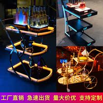 Bar light-emitting wine truck KTV night night s3-layer snack cake fruit mobile led wine delivery cart