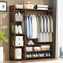 Solid wood floor-to-ceiling coat rack Household bedroom hanger simple clothes vertical shelf Simple modern wardrobe