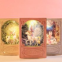 Creative music box crystal ball music box girl dream snowflake cute birthday gift Unicorn Girl gift