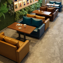 Cafe table and chair combination double retro sofa theme style West restaurant clean bar Milk Tea Dessert Shop restaurant card seat
