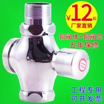 All copper four - way flush valve toilet pool hands press delayed flush valve autistic DN25 1 inch