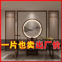 Dongyang woodcarving porch Chinese solid wood screen simple flower grid hollow hollow partition Wood grille new Chinese antique custom