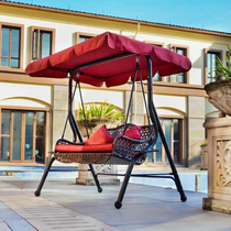 Outdoor swing Large outdoor courtyard Double adult children swing Wrought iron chain net red Hammock Rocking chair shelf