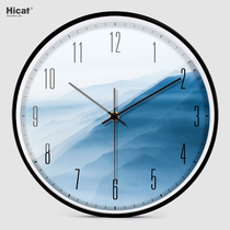 HICAT creative personality New Chinese wall clock Chinese style mute household clock Living room bedroom quartz clock