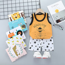Childrens vest set cotton summer 2021 new clothing boys sleeveless shorts Korean girl sling childrens clothing