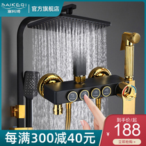 Black shower shower set all copper household European bathroom shower thermostatic faucet shower nozzle set