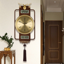 New Chinese wall clock living room household calendar time clock Chinese style light luxury big simple Creative mute quartz clock