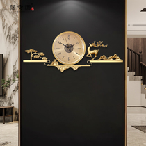New Chinese wall clock living room home creative quartz clock Nordic silent clock simple modern light luxury pure copper clock