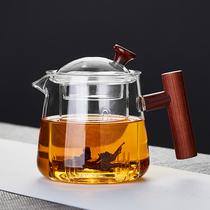Side hand glass cooking teapot wooden handlebar high temperature resistant filter single pot electric pottery stove boiling water tea maker kung fu tea set set