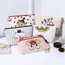 Korean cosmetics bag storage bag small large capacity portable hand-held waterproof travel portable cartoon lady simple