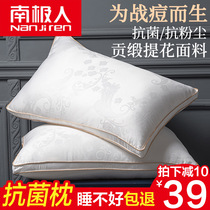 A pair of Antarctic antibacterial pillows household soft pillow core adult cervical spine hotel dormitory single double