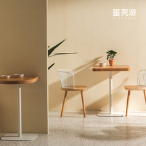Milk tea shop simple Net Red commercial coffee shop dessert shop Nordic solid wood leisure area round table negotiation table and chair combination