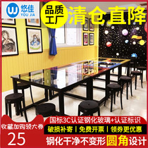 Art Table Painting Table Tempered Glass Primary And Secondary School Classrooms Class Table And Chairs Kindergarten Training Course Painting Room Color Table