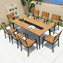  Outdoor tables and chairs Courtyard Villa open-air balcony Garden WPC anticorrosive wood Outdoor leisure cafe Nordic tables and chairs