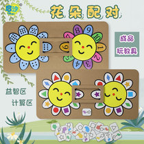 Kindergarten calculation mathematics area corner toy puzzle homemade matching flower small class early education play teaching aids materials