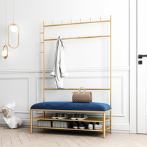 Light luxury porch multifunctional storage floor-to-ceiling coat rack household door hanger shoe rack hanging bag change shoe stool integrated