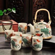 Girder pot tea set Household filter Ceramic teapot tea cup set Company celebration opening activity a dynamic gift good