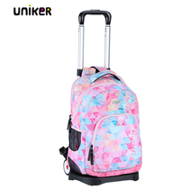 UNIKER lever bag primary and secondary school students large capacity backpack female detachable split trolley frame bag male
