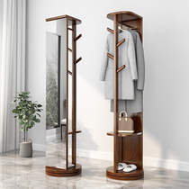 Solid wood fitting mirror Multi-function corner coat rack Dressing mirror Full body floor-to-ceiling hanger one simple shelf