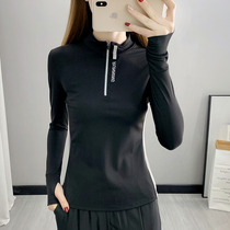 Stand collar quick-drying clothes long sleeve T-shirt womens spring and autumn stretch breathable outdoor sports running fitness yoga mountaineering suit