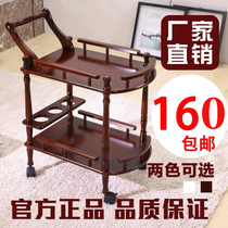 European hotel restaurant double solid wood dining car 4s shop tea wine cart beauty salon trolley mobile meal side rack