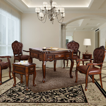 麻将机实木麻将机餐桌两用欧式全自动麻将机静音圆形餐桌两用机麻