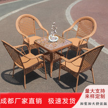 Rattan chair Three sets Composition Leisure Tenced Tea Table Chairs Outdoor Tea Table Patio Outdoor Open-air Balcony Small Table And Chairs