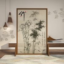 New Chinese style screen partition Modern simple ink Bamboo home living room Bedroom room office Solid wood seat screen