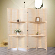 Screen partition shelf folding screen bedroom living room simple simple folding hotel beauty pastoral solid wood bamboo weaving