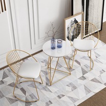 Net red chair Nordic minimalist Balcony Leisure Chair Ins Wind Small Round Table Net Red Table And Chairs Combined Iron Art Milk Tea Shop