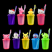 Hot water beverage bottle juice cup plastic creative disposable trade fair 3D three-dimensional animal water Cup cute cartoon
