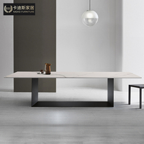 Italian rock board table rectangular designer desk modern simple household small apartment light luxury marble table