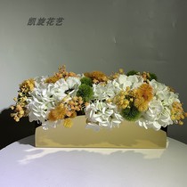Strip Finished Decoration Flower Pendulum Pieces Modern Light Lavish Style Decent Board Room Table Meeting Table High-end Metal Simulation Flowers