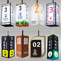 Supermarket cashier light box gardening wood grain wrought iron wind mall billboard hanging acrylic paint glowing tag