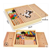 All-in-one checkers flying chess backgammon game multi-function chess children students educational wooden toys