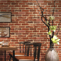 Retro nostalgic 3D imitation brick brick brick wallpaper cafe bar restaurant cultural fossil red brick wallpaper