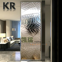 Custom decorative art glass carving translucent household partition wall screen Entrance entrance Living room modern and simple