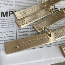 6cm small copper ruler pure brass portable metal straight ruler retro key card pendant