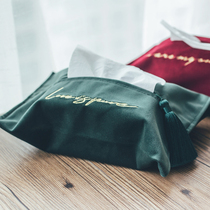 ins Nordic style paper storage box towel set home car table velvet face embroidery cloth tissue bag