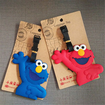Luggage tags trolley cases cartoon boarding plates Sesame Street cute check-in plates pvc soft rubber aircraft tags