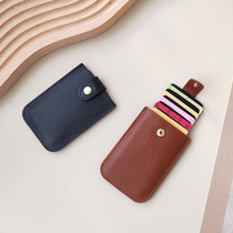 Genuine leather ultra-thin small card bag women Mini small cow leather new 2021 Japan-ROK small crowddesign pull-out card bag