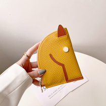 Real Leather Small Wallet Woman Short Walk horse Racecourse 2022 Exploits Pins Cute Student Bull Leather Zipper Hands with zero purse