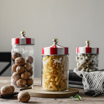 ins Nordic carousel glass sealed jar creative home storage jar coffee candy multigrain storage jar