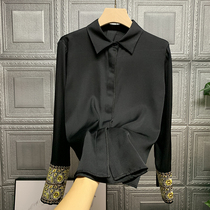 Q goods! Foreign orders! Low key, luxurious and magnificent! Embroidered silk shirt with heavy industry cuff 31270