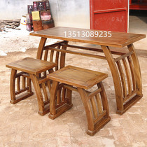 Chinese studies desk Solid wood Chinese Studies hall training course table and chair Calligraphy table Calligraphy and painting table Antique painting case Old Elm trojan horse saddle table